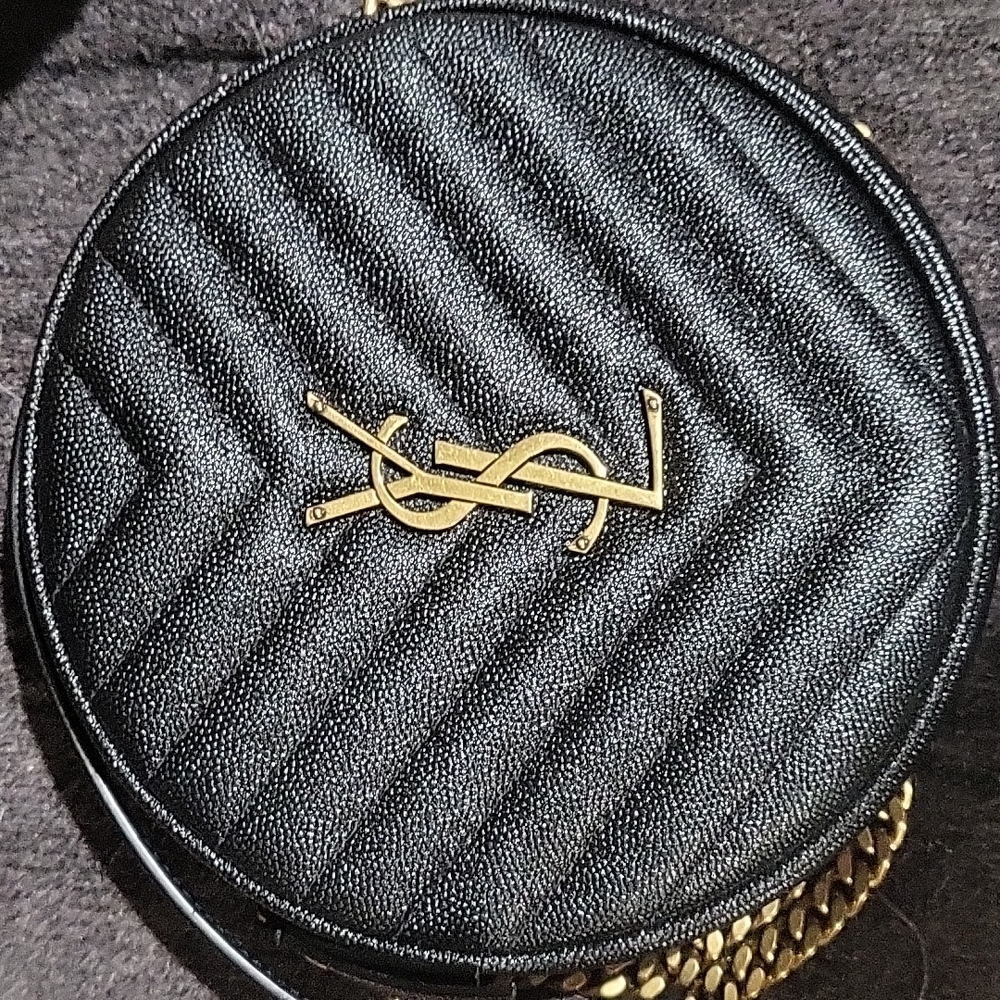 Vinyl YSL Round Quilted Grain de Poudre Crossbody Bag